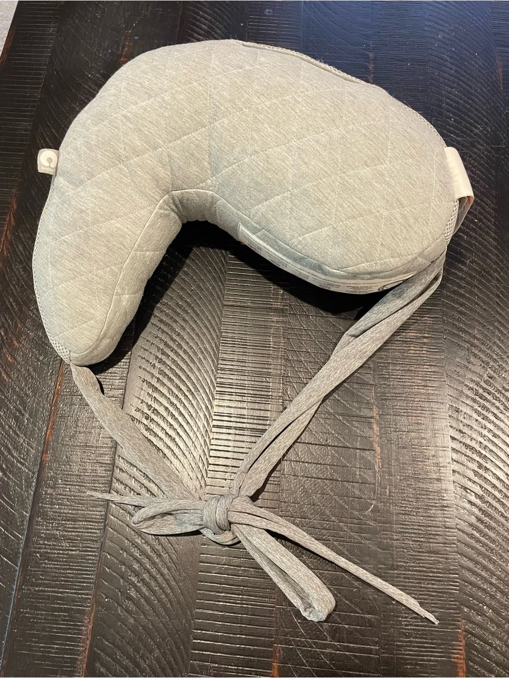 Boppy Quilted Grey Travel Nursing Pillow with Ties